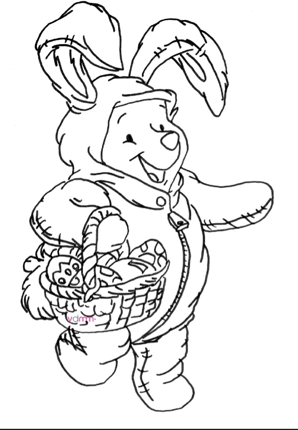 Disegni di Pasqua da stampare e colorare gratis: Winnie The Pooh  