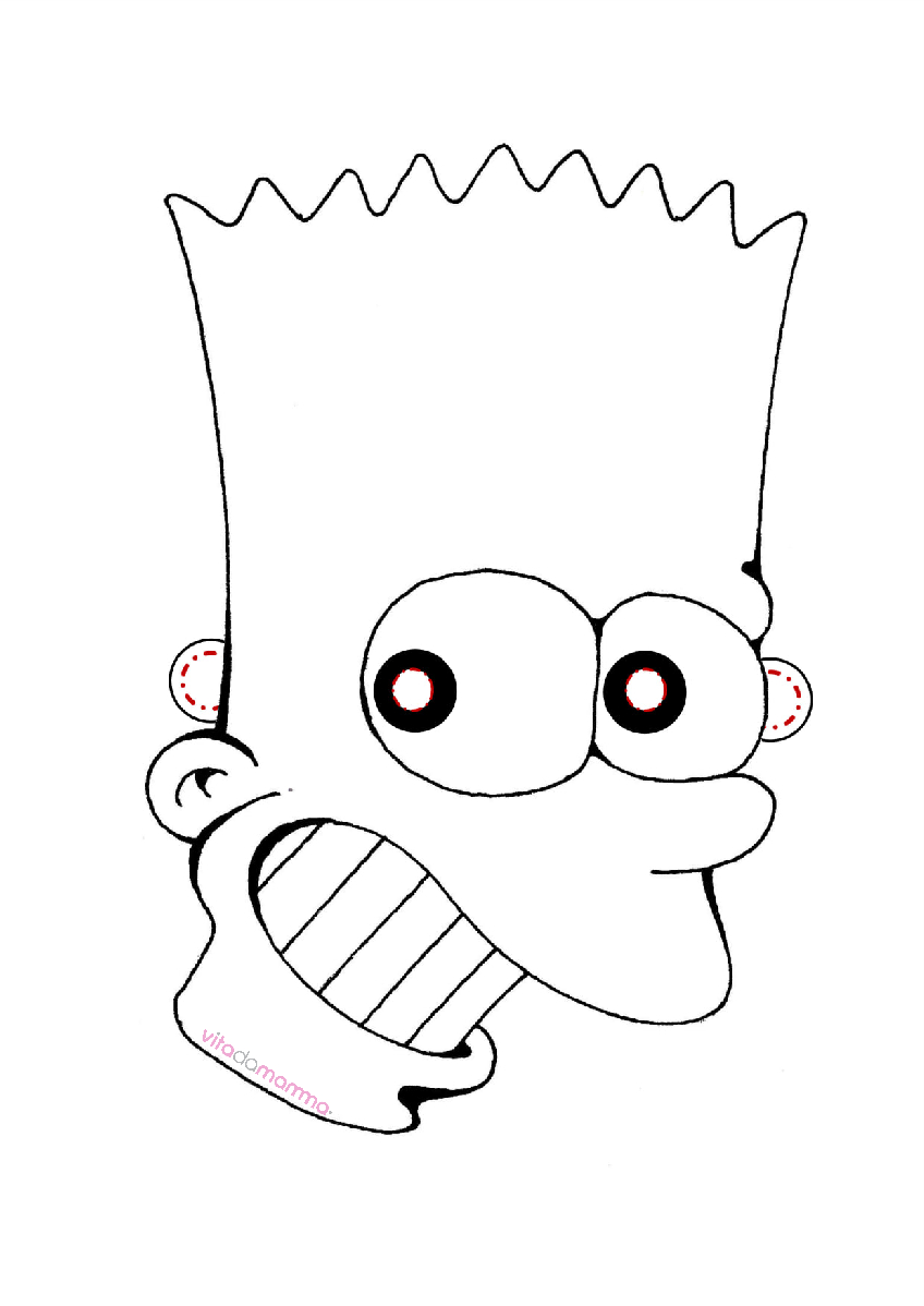 Maschere di Carnevale da stampare e colorare: Bart Simpson 