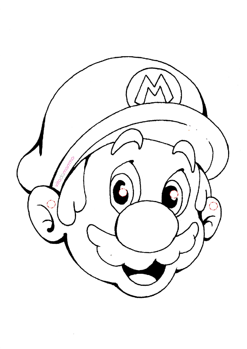 Maschere di Carnevale da stampare e colorare: Super Mario 