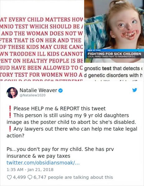 Natalie Weaver difende la figlia disabile dai cyberbulli