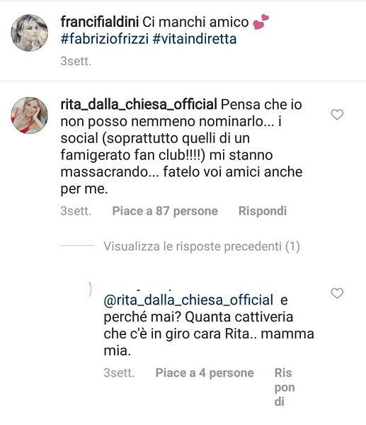 Rita Dalla Chiesa si sfoga sui social network